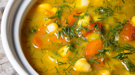 Pea and Sweet Corn Soup Recipe